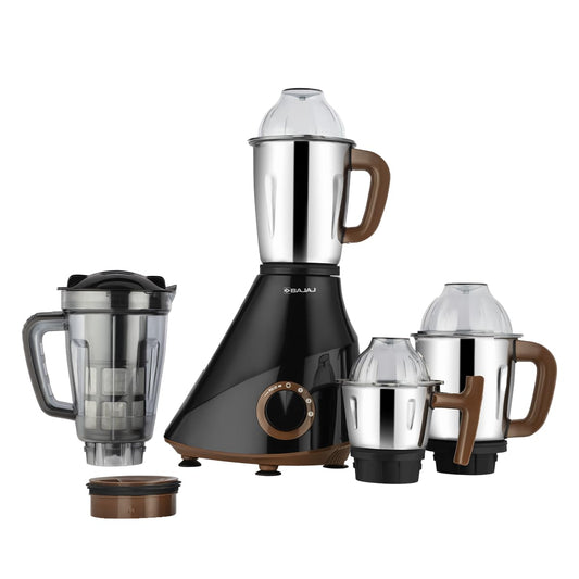 Bajaj Armor Series QuadraMax 1000W Mixer Grinder | 4 Jars | DuraCut Blades | Military Grade Jars | 2 Yrs Warranty 【Black/Chocolate】