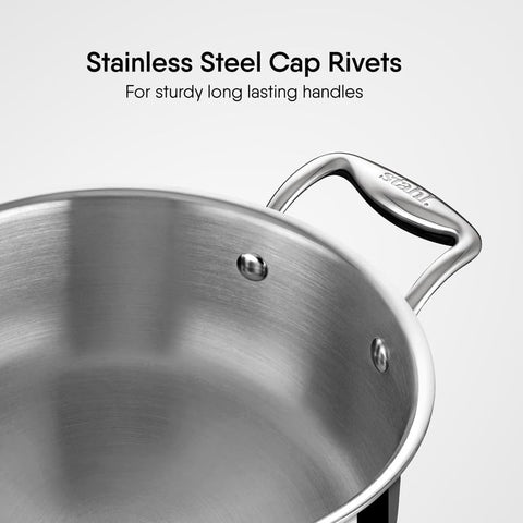 Stahl Triply Stainless Steel Artisan Cook & Serve Casserole with Lid, 20cm, 2.2 Liter (Serves 3-4 People)