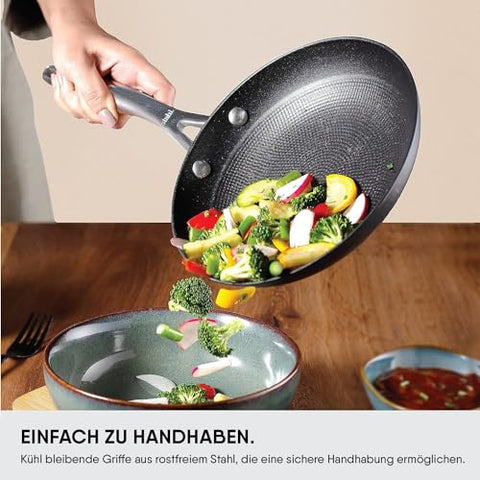 Stahl Blacksmith Hybrid Cast Iron Frypan with Side Handle Without lid, 8428, 28 cm, 2.3 Liters