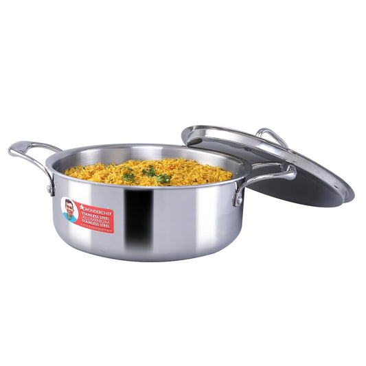 Wonderchef Nigella 24cm Tri-Ply Stainless Steel Casserole | 4.8L