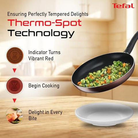 Tefal Day by Day Non-Stick Frypan/Thermo-Spot Technology/PFOA Free, Titanium Non-Stick Coating / 28 cm/Superior Induction Base/Suitable for All Hob Type/Black / 2 Years of Warranty