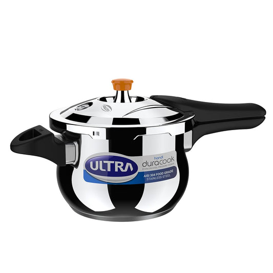 ULTRA Duracook Handi 3Liters Stainless Steel Pressure Cooker,AISI 304 Food Grade SS, Froth Collector-Spillage Control,Induction Compatible,Imp Bonded Composite Base,ISI,10Y Warranty