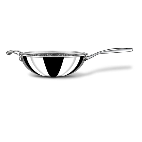 Stahl Triply Stainless Steel Artisan Hybrid Deep Frypan with Lid, 6722, 22cm, 1-Piece, Silver