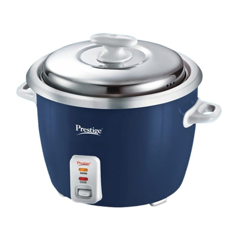 Prestige Cute 1.0-2 SS 400W Electric Rice Cooker|1.0L Open Type|Stainless Steel Cooking Pan 2U|Can Cook Upto 0.4Kg Of Rice|Cool Touch Handles|Blue and Silver|1 Year Warranty On Product And 5 Years Warranty On Heating Plate