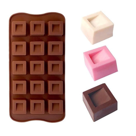 Semora Set of 7 Chocolate Silicon Moulds - Flower, Eyes, Gift, Pyramid Diamond, Round Heart & 3D Square Shape