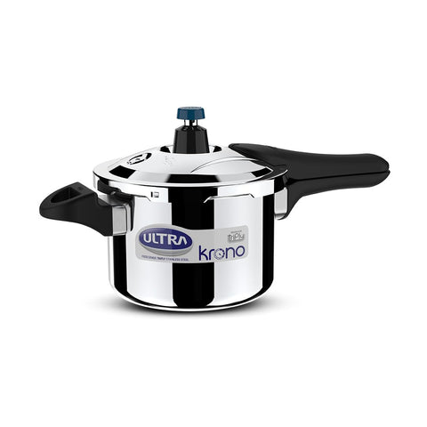 Ultra Triply Krono Pressure Cooker 3 Litre | Whistle Counter | Spillage Control | AISI 304 Food Grade Stainless Steel Cooker | 5 Years Warranty | 1.2 MM Lid Thickness | Induction Compatible