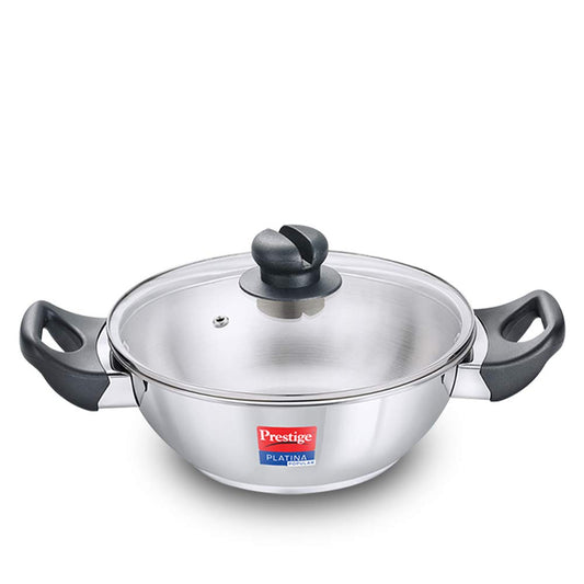Prestige Platina Popular SS Kadai 240mm - Forged Induction Bottom Base