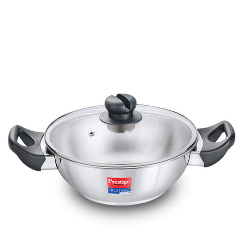 Prestige Platina Popular SS Kadai 240mm - Forged Induction Bottom Base