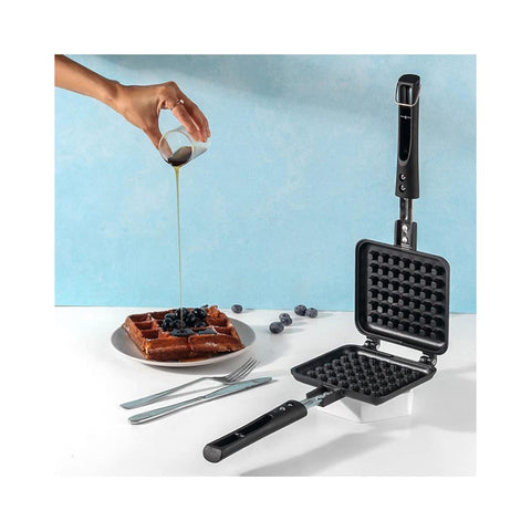 Vinod Zest Die-Cast Aluminium Stick-Free Waffle Maker – Waffle Pan & Pancake Maker | Gas Stove Compatible | Durable 3-Layer Coating | Scratch-Resistant Surface | 1-Year Warranty | Black
