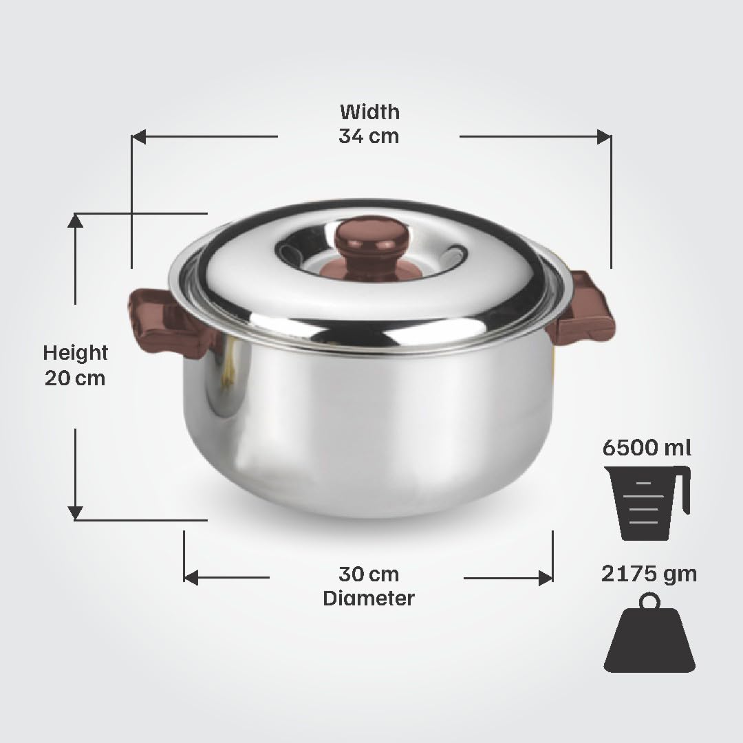 Vinod Stainless Steel Hot Casserole 6500ml - Insulated Food Warmer