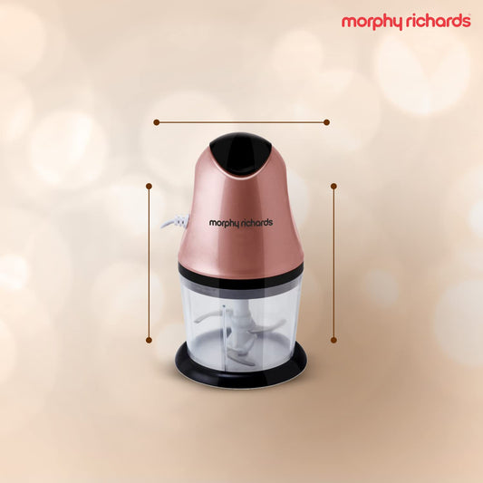Morphy Richards Mini Chopper | 300W | Electric Chopper for Kitchen | Dual SS Blade | 840ml Bowl | Push Button Start | Chop, Mince, Dice, Whisk, Blend | 2-Year Warranty | 【Rose Gold】