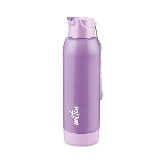 Milton Steel Swag 900 Inner Stainless Steel PU Insulated Sipper Water Bottle for Adults, Kids I Leak Proof Flip Top Lid I Easy to Carry I for Office, Gym, School, 690 ml, Lavender