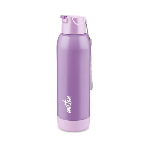 Milton Steel Swag 900 Inner Stainless Steel PU Insulated Sipper Water Bottle for Adults, Kids I Leak Proof Flip Top Lid I Easy to Carry I for Office, Gym, School, 690 ml, Lavender