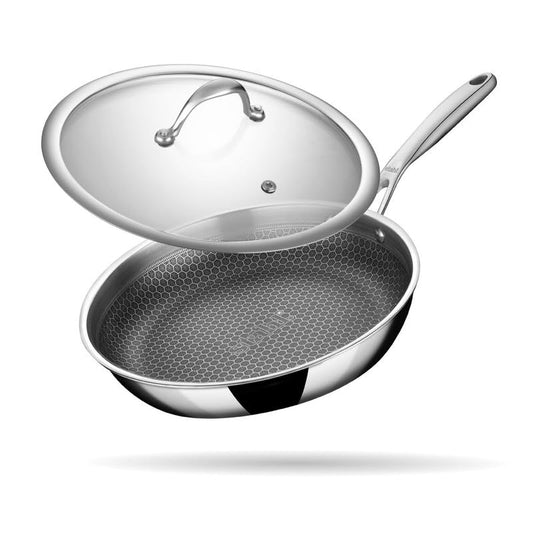 Stahl Artisan Hybrid Triply Frying Pan with Lid 1.5 L, 22 cm, Induction Base Non Stick Fry Pan, Stainless Steel Frying Pan
