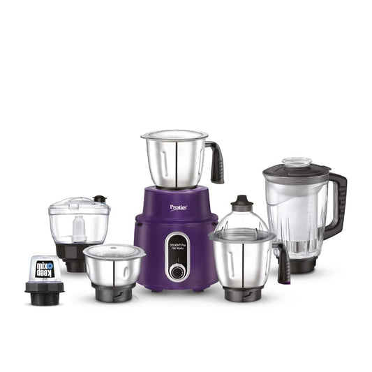 Prestige Delight Pro Mixer Grinder 750 W, 6 Jars, (1500 ml, 1000 ml, 1500 ml, 450 ml) (Purple)