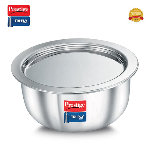 Prestige 22cm/3.9L Tri-Ply Stainless Steel Tope with Lid|Gas and Induction Compatible| Even Heat Distribution|Strong and Durable| 5 Years Warranty