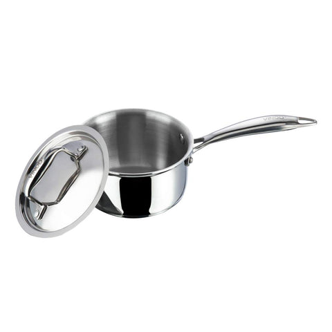 Vinod Platinum Triply Stainless Steel Saucepan with Lid - 1.2 litres (14 cm) | 2.5 mm Thick | Tea, Chai Pan | 5 Year Warranty | Induction & Gas Friendly, Heavy Bottom - Silver