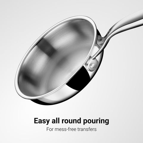 Stahl Triply Stainless Steel Artisan Frying Pan 0.9 L, 18 cm, Without Lid, Induction Base