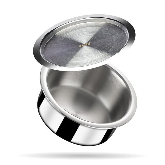 Stahl Triply Stainless Steel Tope with Lid I Stainless Steel Patila I Induction Base Tri Ply Tope 12 Litre I Artisan 4532, Dia 32 cm