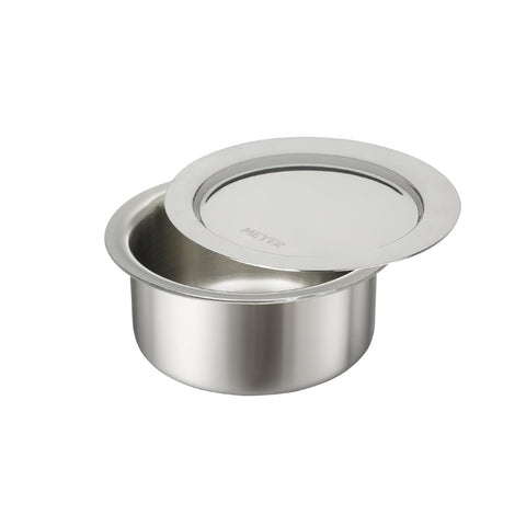 Meyer Triply Stainless Steel Tope with SS 304 Lid | Healthy, Non Toxic | Extended Grip | Bhagona | Tapeli | Patila | for Boiling Milk/Water | 18CM/2.3 litres Capacity | 10 Year Warranty | Silver