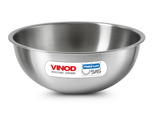 Vinod Platinum Triply Stainless Steel Tasla/Kadai - 1.2 litres, 20 cm | 2.5 mm Thick Heavy Bottom, Fast & Even Heating, Less Oil Healthy Cooking, Induction and Gas Base Kadhai for Frying & Dough