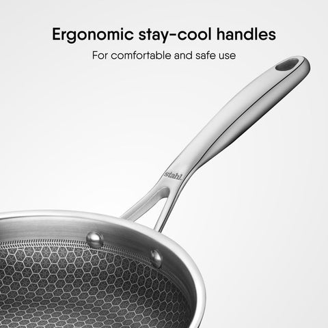 Stahl Artisan Hybrid Triply Frying Pan with Lid 1.5 L, 22 cm, Induction Base Non Stick Fry Pan, Stainless Steel Frying Pan
