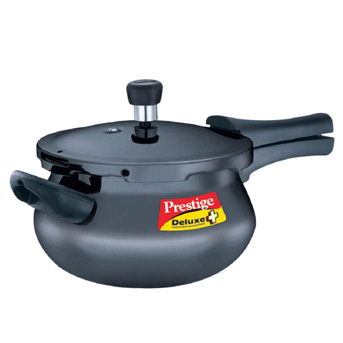 Prestige Deluxe Plus 3 Litre Hard Anodised Pressure Cooker Handi, Black