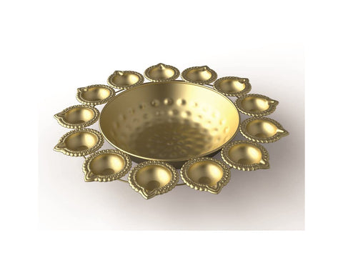 Diya Shape Flower Decorative Urli Bowl for Home Handicraft Bowl for Floating Flowers and Tea Light Candles | Diwali Decoration Items for Home