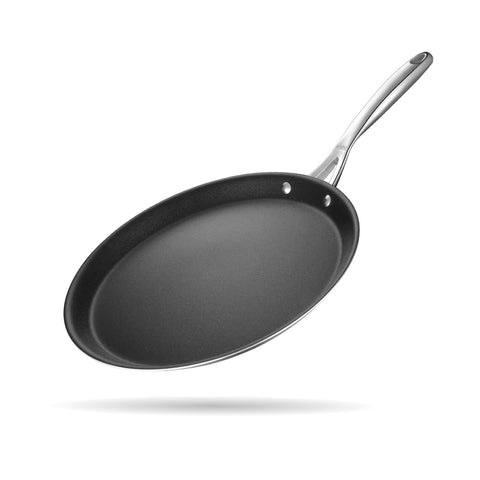Stahl Artisan Schild | 28 cm Dosa Tawa Triply Stainless Steel + PEEK-Reinforced Non-Stick Dosa Tawa | Induction & Gas Compatible | Manufacturer Warranty