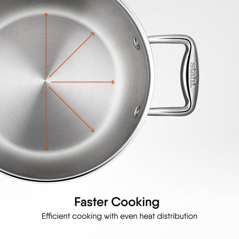 Stahl Triply Stainless Steel Artisan Cook & Serve Casserole with Lid, 20cm, 2.2 Liter (Serves 3-4 People)