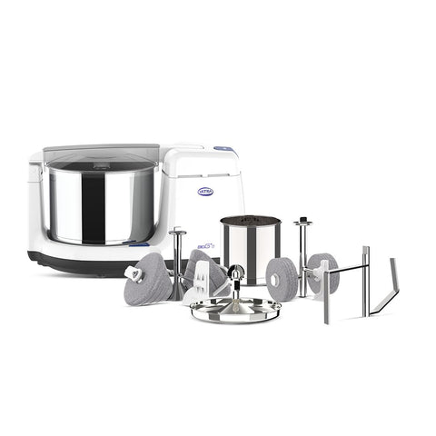 Ultra Bigg+ Wet Grinder Celebration Pack | 2.5L Multiutility Drum with Conical Stones | 1L Spice Mix Drum with Cylindrical Stone, Coconut Scraper, Atta Kneader & AISI 304 FoodGrade Stainless Steel