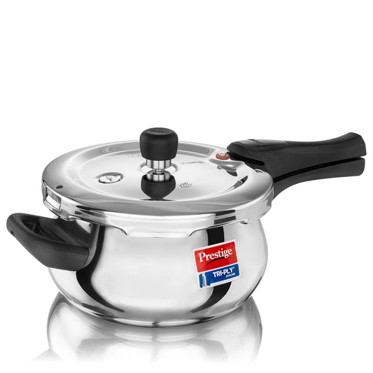 Prestige 3 Litre Triply Svachh Handi Outerlid Pressure Cooker|Deep lid for spillage control|Gas & Induction Compatible|Triply body for even heating|Gasket Release System|5 Years warranty|ISI certified