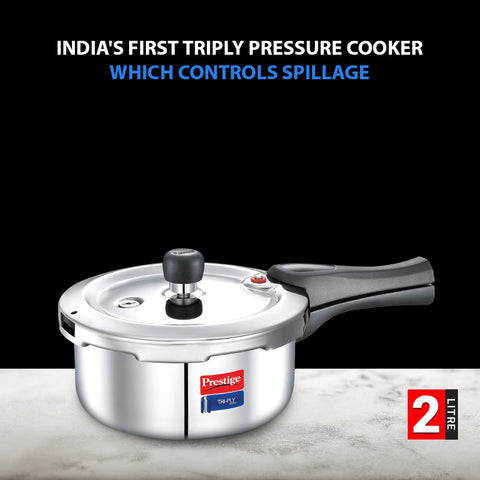 Prestige 2 Litre Triply Svachh Outerlid Pressure Cooker|Deep lid for spillage control|Gas & Induction Compatible|Triply body for even heating|Gasket Release System|5 Years warranty|ISI certified