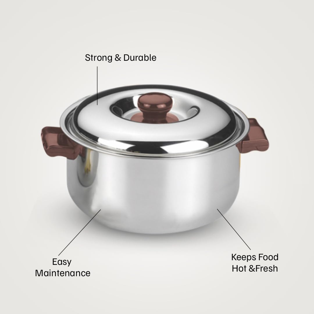 Vinod Stainless Steel Hot Casserole 6500ml - Insulated Food Warmer