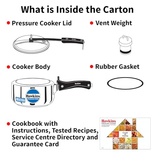 Hawkins 1.5 Litre Stainless Steel Inner Lid Pressure Cooker, Induction Cooker, Silver (HSS15)