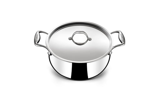 Stahl Artisan Triply Stainless Steel Belly Saucepot with Lid,Induction Base Casserole, Briyani Pot/Handi,Stew Pot, 2.4 L, 18cm