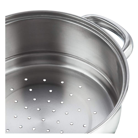 Vinod Stainless Steel 3-Tier Steamer with Glass Lid, 20 cm | 2.5 mm Thick Base | Multi-Purpose Steamer for Momos, Modaks, Vegetables & More | Riveted Handles | Induction & Gas Base | 2 Yr Warranty