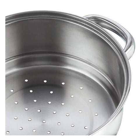 Vinod Stainless Steel 3-Tier Steamer with Glass Lid, 20 cm | 2.5 mm Thick Base | Multi-Purpose Steamer for Momos, Modaks, Vegetables & More | Riveted Handles | Induction & Gas Base | 2 Yr Warranty