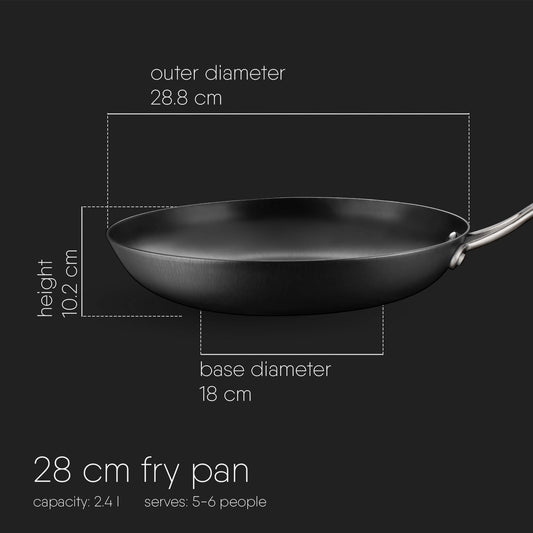 Stahl Blacksmith Plus Cast Iron Frying Pan, Metal Spatula Safe, Light Weight, Nitrided, Induction & Gas Stove Compatible, 2.3 L, 28 cm