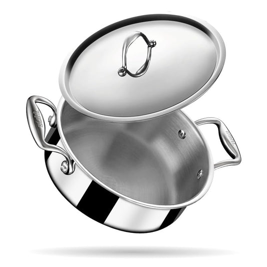 Stahl Triply Stainless Steel Artisan Cook & Serve Casserole with Lid, 20cm, 2.2 Liter (Serves 3-4 People)