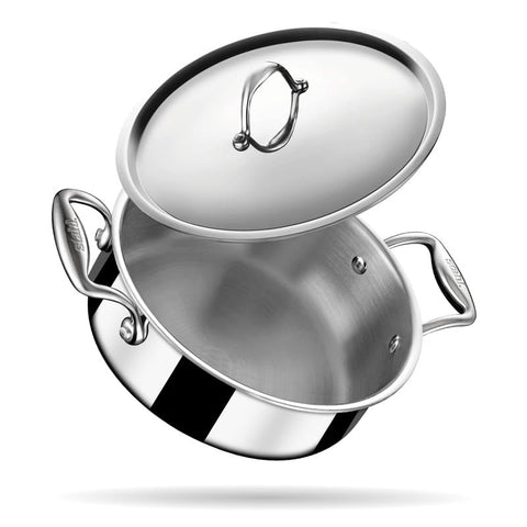 Stahl Triply Stainless Steel Artisan Cook & Serve Casserole with Lid, 20cm, 2.2 Liter (Serves 3-4 People)