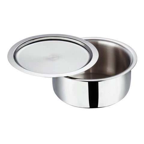 Vinod Platinum Triply Stainless Steel Tope / Patila with Stainless Steel Lid 4.7 litres Capacity (22 cm Diameter) - Silver (Induction and Gas Stove Friendly), 5 Years Warranty