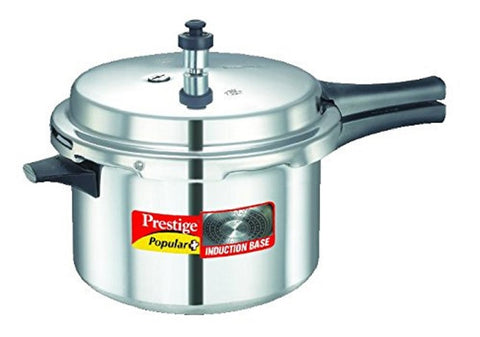 Prestige Popular Plus Induction Base Outer Lid Aluminium Pressure Cooker, 5.5 Litres, Silver, 5.5 Liter