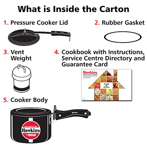 Hawkins 2 Litre Instaa Pressure Cooker, Induction Inner Lid Cooker, Tall Body Hard Anodised Cooker, Black (IIH2T)