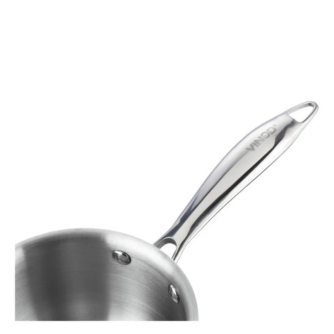 Vinod Platinum Triply Stainless Steel Saucepan with Lid - 1.2 litres (14 cm) | 2.5 mm Thick | Tea, Chai Pan | 5 Year Warranty | Induction & Gas Friendly, Heavy Bottom - Silver