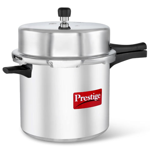 Prestige 12 Litre Aluminium Popular Outerlid Pressure Cooker | Virgin Aluminium| Gas Compatible|Controlled Gasket Release System|5 years warranty|ISI Certified