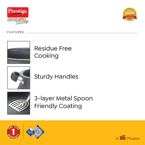 Prestige Omega Select Plus Non Stick Mini Handi with Ss Lid,Aluminium,Black,2.5 Liter