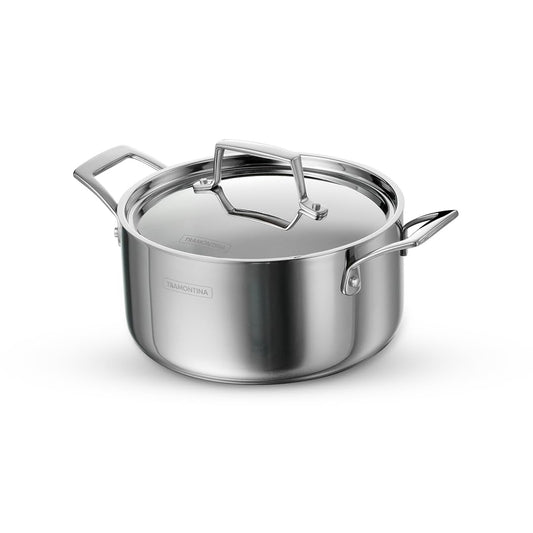 Tramontina AEION TriPly 20cm / 3.1L Stainless Steel Biryani Handi with Lid | 1Kg Rice, Stewpot, Saucepot, Stockpot, Rasam, Curry Preparation | Gas & Induction Ready | NSF Certified | 10 Year Warranty