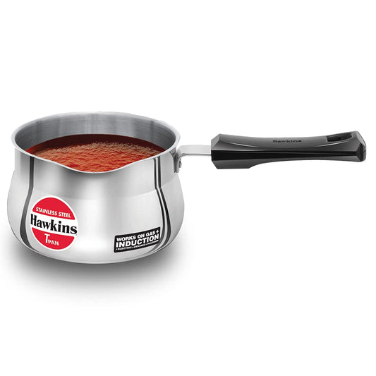 Hawkins 1.5 Litre Tpan, Stainless Steel Tea Pan, Induction Sauce Pan, Chai Pan, Saucepan, Silver (SST15)
