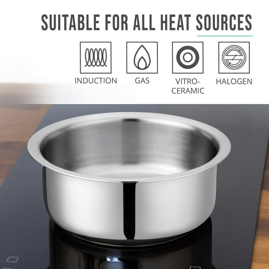 Solitaire 10272 Triply Langdi 26cm with Lid - Induction Base, Silver